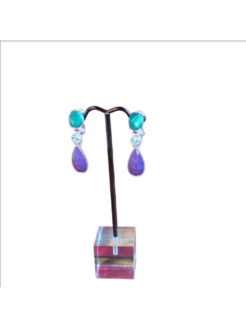 Elegant‎ Green and Purple Drop Earrings, Napier